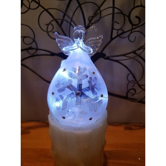 Light Up Beautifully Decorated LED Art Glass 5" Angel Ornament Praying. NWT. - Picture 2 of 7